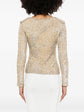 Back view of a gold sequin cardigan by Burberry Prorsum, stylish tops with shimmering sequins and a classic knit design.