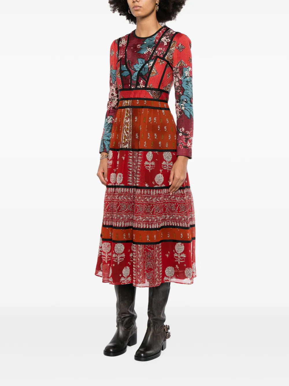 Burberry long-sleeve dress featuring a stylish, tailored design with classic pattern details, perfect for elegant occasions.