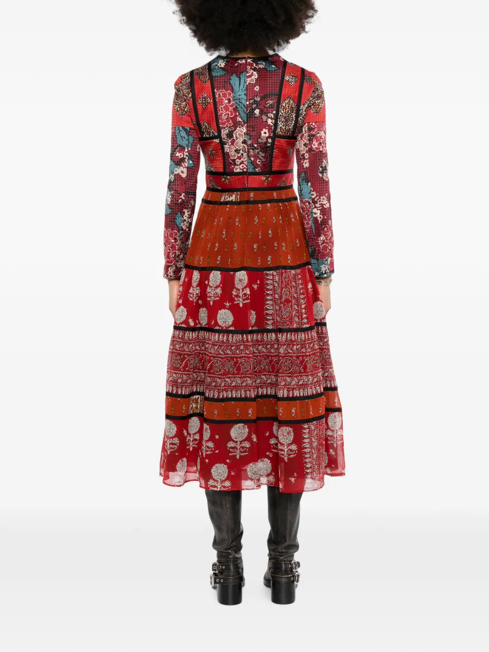 Back view of a Burberry multi long sleeve dress featuring classic design and elegant fabric, perfect for stylish occasions.