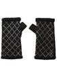 Chanel Black fingerless gloves with white diamond pattern on a white background