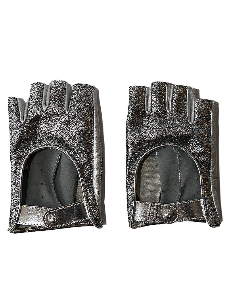 Metallic Silver Fingerless Gloves