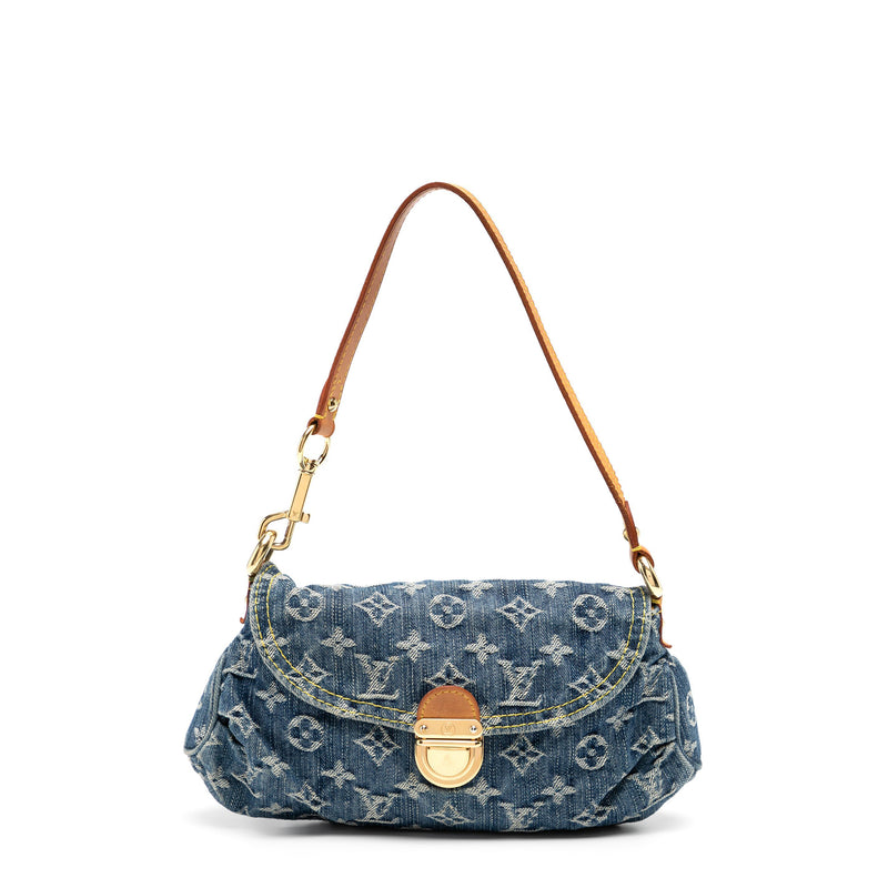 Monogram Denim Mini Pleaty Bag