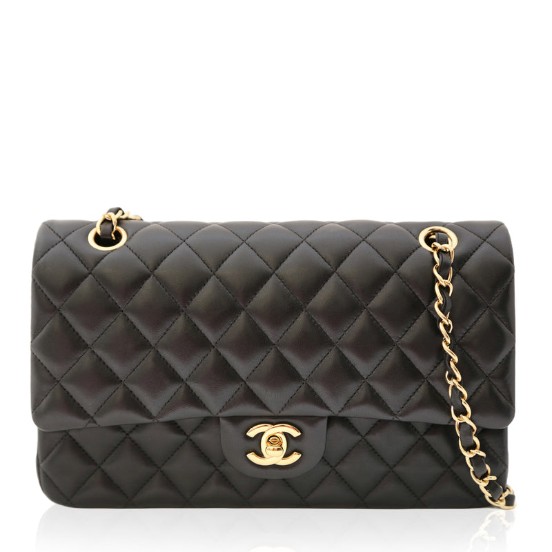 Medium Classic Lambskin Flap Bag GHW
