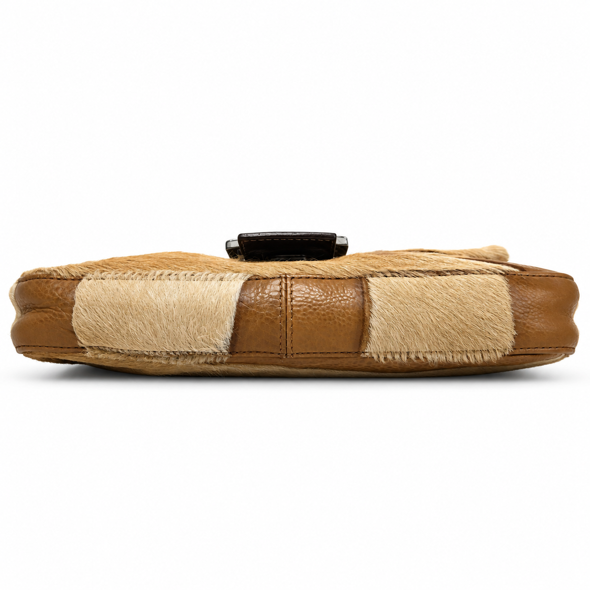 Fendi calf pony hair Baguette shoulder bag with sleek design and textured surface, showcasing its elegant craftsmanship.