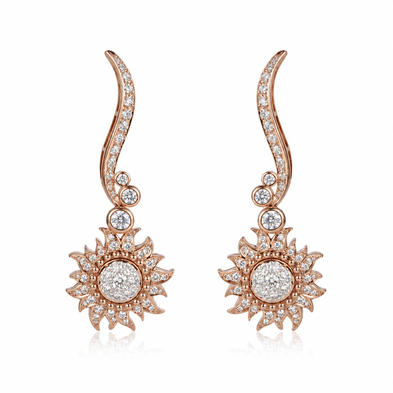Carrera y Carrera Sol y Sombra diamond sun earrings in gold