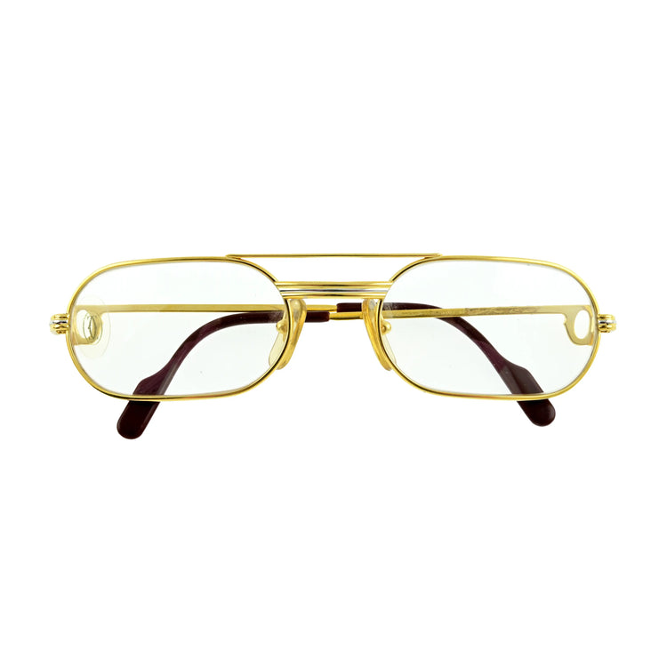 Cartier Vintage Louis sunglasses with oval frames, featuring classic design and dark tinted lenses.