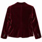 Celine burgundy velvet blazer with notched lapels, front button fastening, chest welt pocket, flap pockets, long sleeves and black lining.