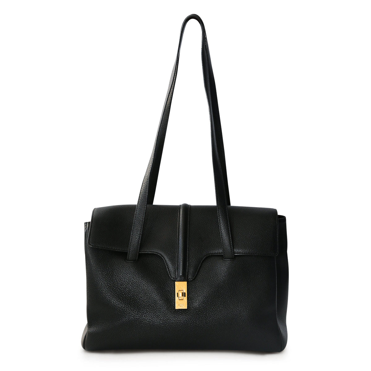 Celine Soft 16 Tote in black, a stylish shoulder bag with sleek design and spacious interior, perfect for everyday use.