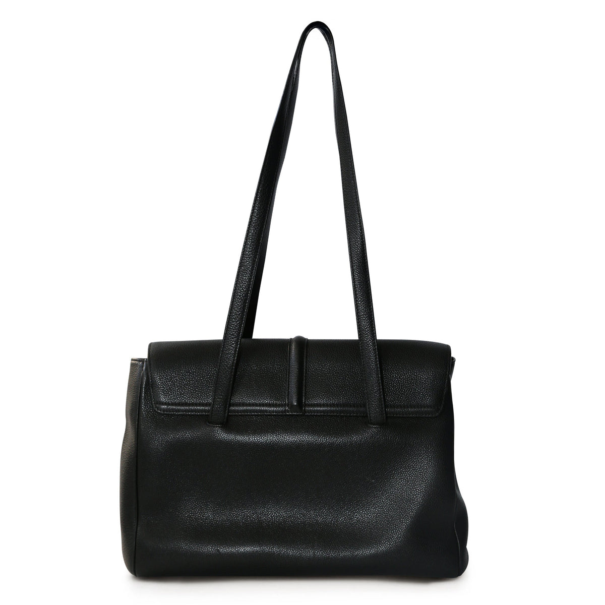 Celine Soft 16 tote in black leather, stylish shoulder bag with clean design and subtle branding visible.