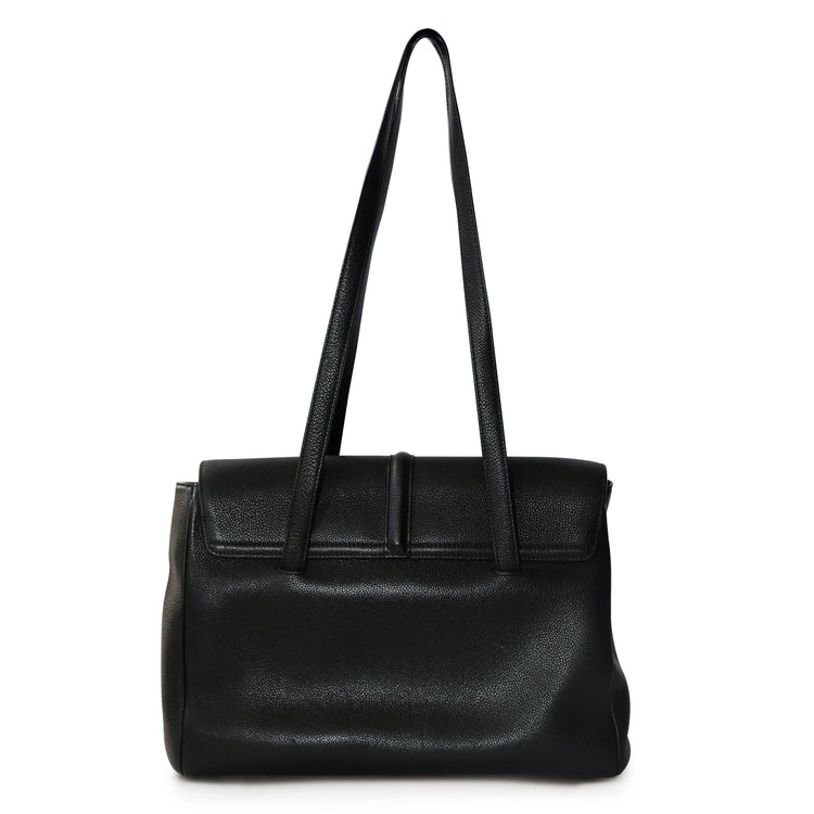 Celine Soft 16 tote in black leather, stylish shoulder bag with clean design and subtle branding visible.