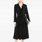Celine Triomphe Jacquard Silk Wrap Midi Dress with intricate pattern and elegant silhouette, displayed on a hanger.