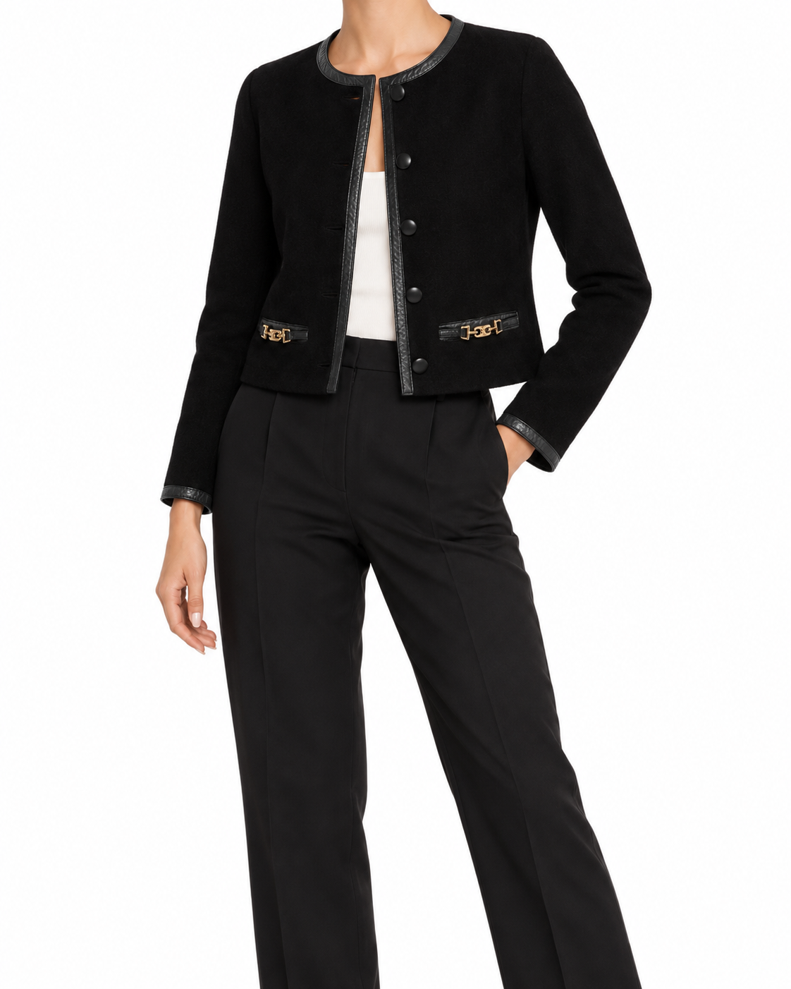 Celine suede cropped jacket, stylish blazer with a fitted silhouette, featuring soft suede fabric and a modern cropped design.