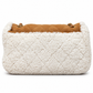 Chanel Jumbo suede shearling quilted Coco Neige flap shoulder bag with quilted design and silver hardware.
