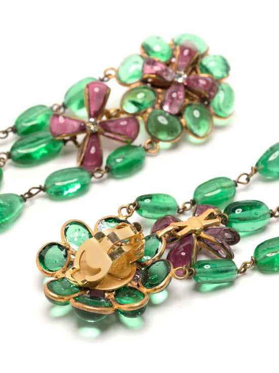 Chanel Gripoix pendant earrings, detail of glass and gold setting
