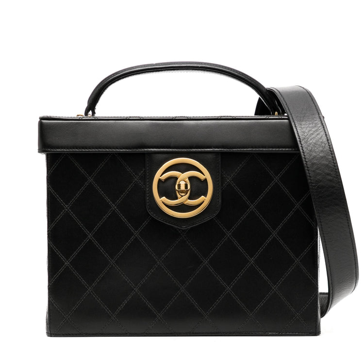 Chanel 1994 black quilted vanity case, front view