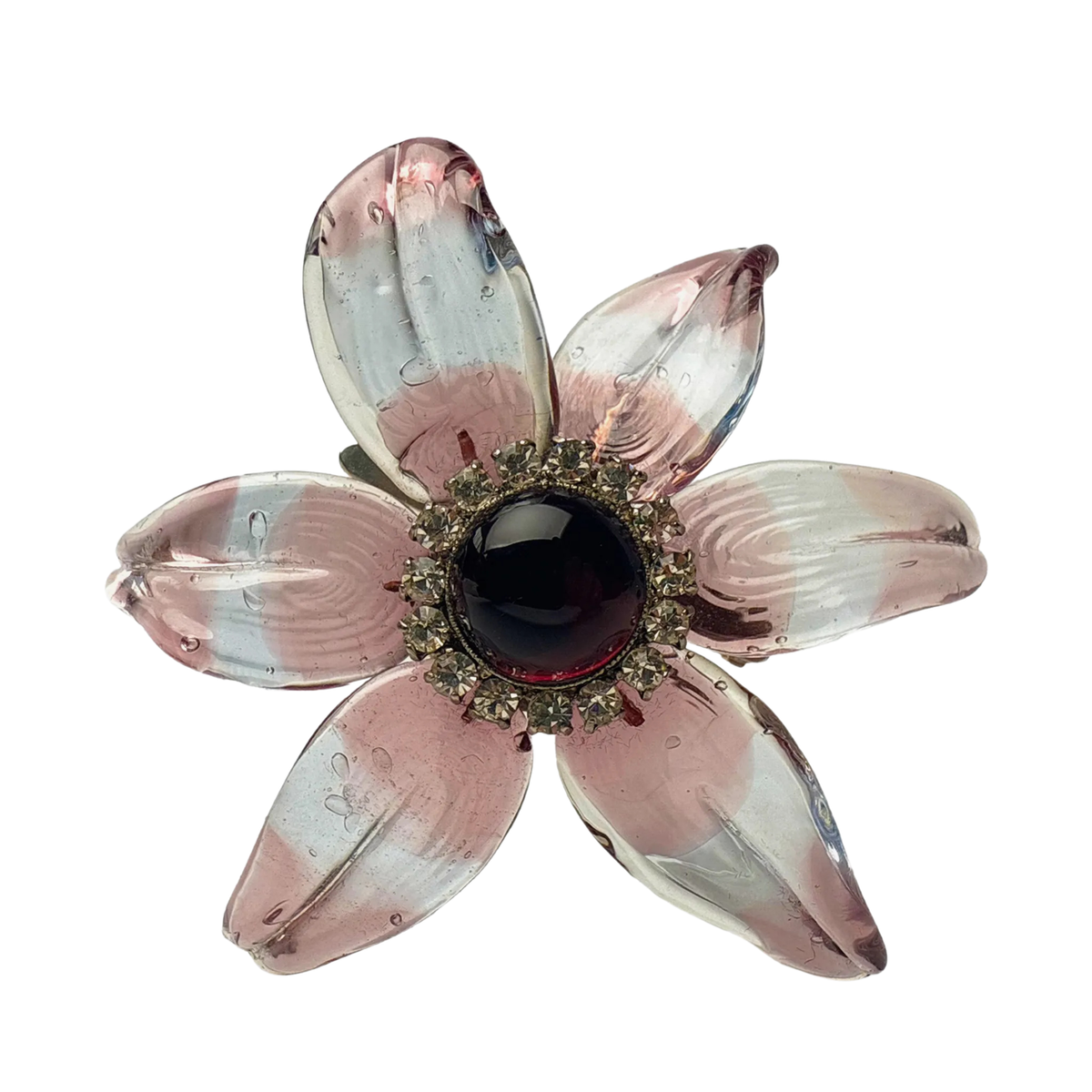 Chanel 1998 Gripoix glass flower brooch with vibrant petals and intricate design, perfect for elegant accessories.