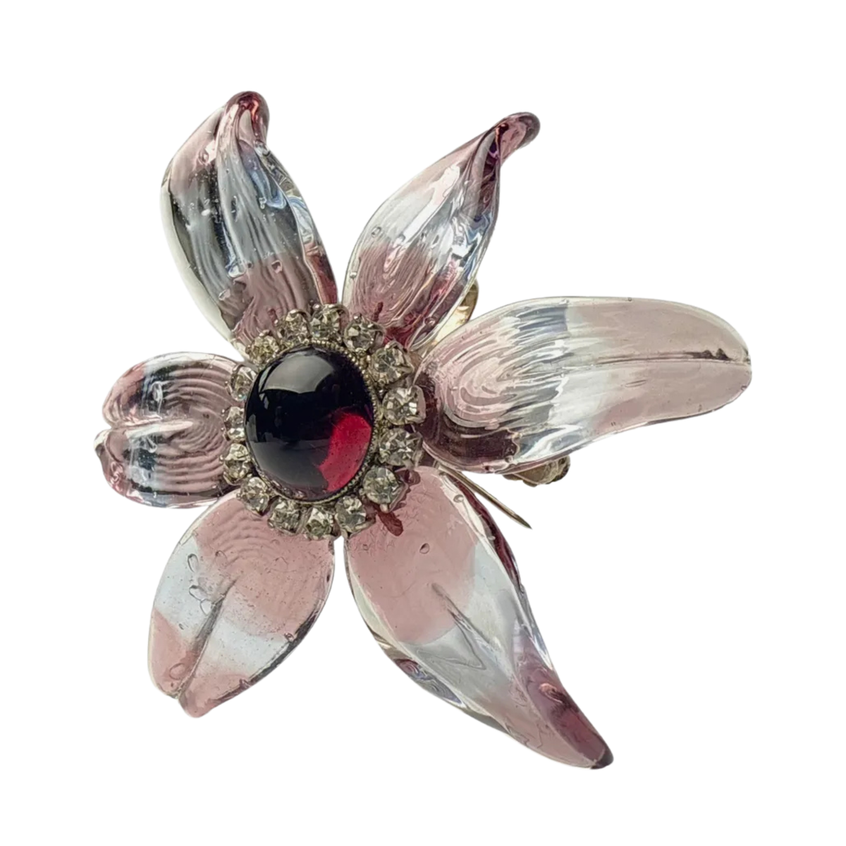Chanel 1998 Gripoix glass flower brooch featuring vibrant, colorful glass petals and intricate metal detailing.