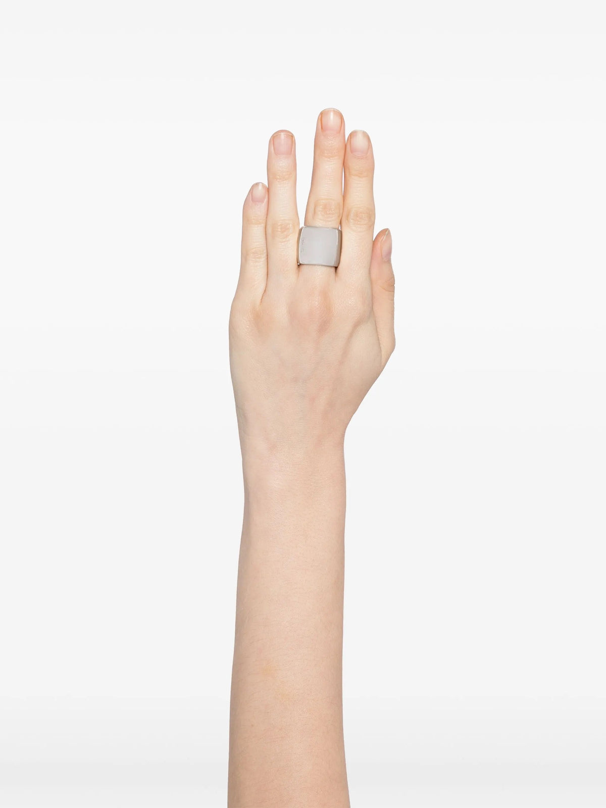 Sterling silver square ring by Chanel featuring a modern geometric design, perfect for stylish 2000s-inspired jewelry.