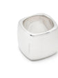 Sterling silver square ring by Chanel featuring a sleek, modern design with a polished finish.