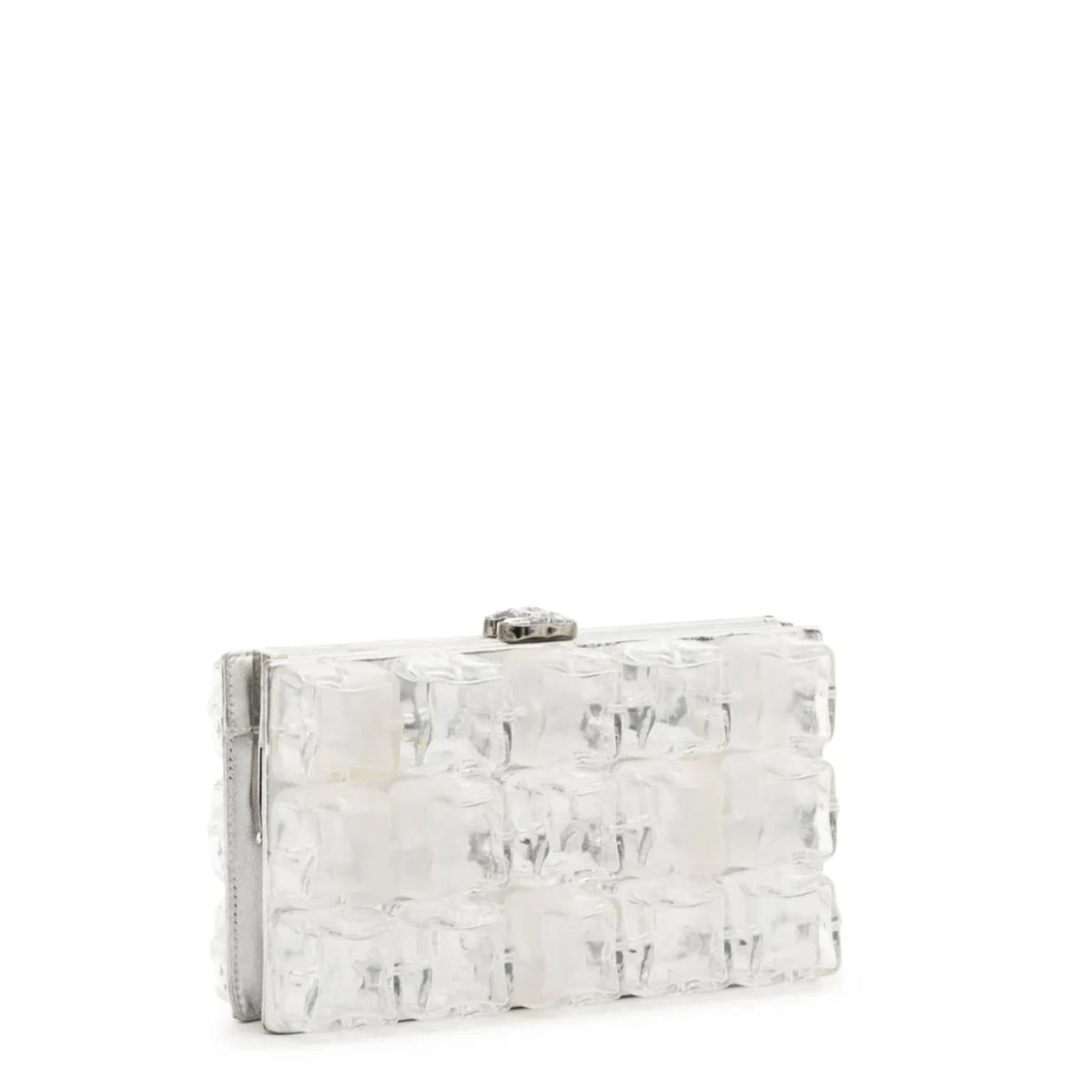 Chanel Ice Cube Minaudière clutch, close-up of clasp hardware