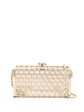 Chanel 2015 CC Moucharabieh minaudiere clutch with intricate geometric design and elegant gold-tone hardware.