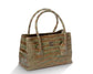 Chanel green alligator Cerf Tote from the 2006–2008 Karl Lagerfeld collection with antiqued silver-tone CC hardware, rolled handles and structured silhouette.