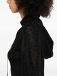Black Chanel lace-panel polo top with a hood, stylish and comfortable women&