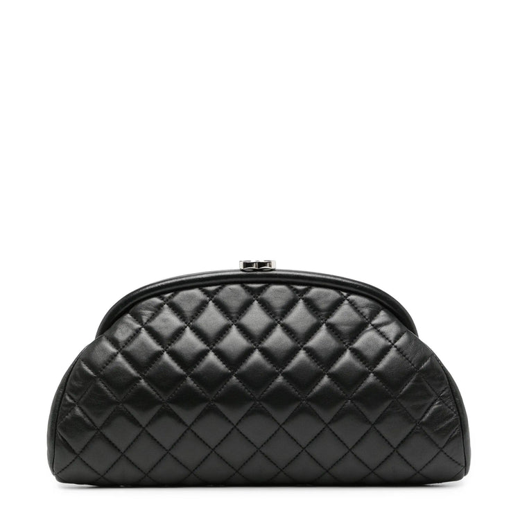 Chanel black quilted Timeless clutch, front view