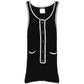 Black ribbed knit contrast tank top by Chanel featuring a fitted sleeveless design and subtle textured fabric.