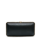 Chanel CC Chain Around Clutch in black leather with gold-tone chain trim, front CC motif, top clasp closure and chain-and-leather shoulder strap.