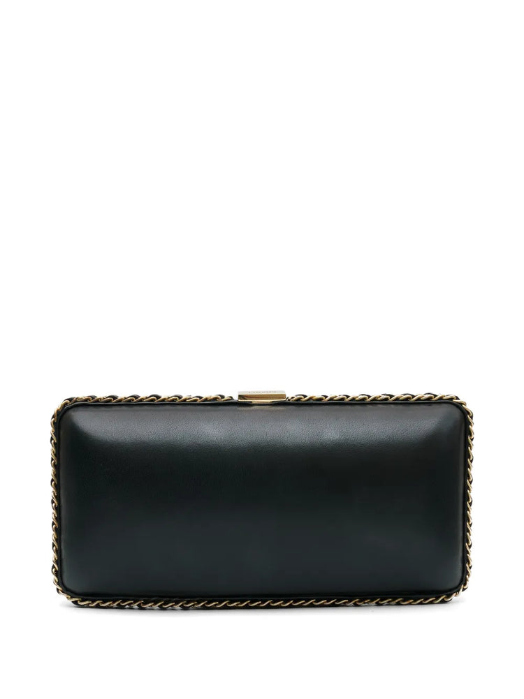 Chanel CC Chain Around Clutch with silver chain strap and black leather body for elegant evening wear