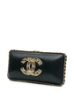 Chanel CC Chain Around Clutch with quilted leather exterior and silver chain strap, stylish evening bag for women.