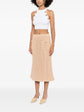Chanel crochet knit skirt featuring a textured, intricate design in a stylish, elegant silhouette.