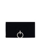 Chanel crystal embellished black velvet clutch, front view