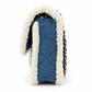 Chanel 2019 medium denim shearling flap bag with hieroglyph embroidery, shoulder bag with chain strap and textured design.