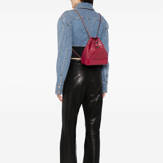 Chanel Gabrielle red backpack, view showing shoulder straps