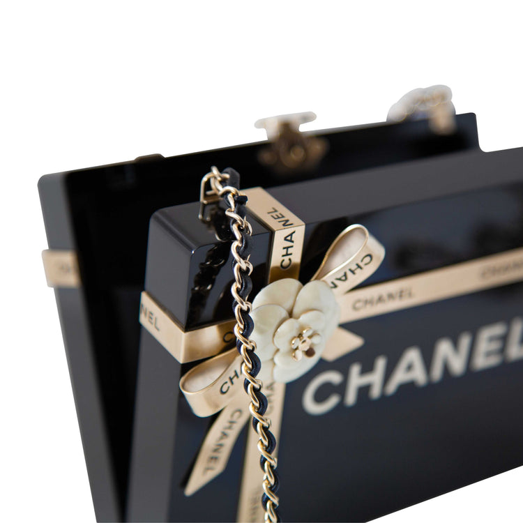 Chanel Gift Box Minaudière clutch, detail of structured design