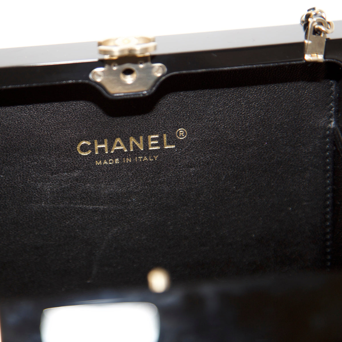 Chanel Gift Box Minaudière clutch, close-up studio shot