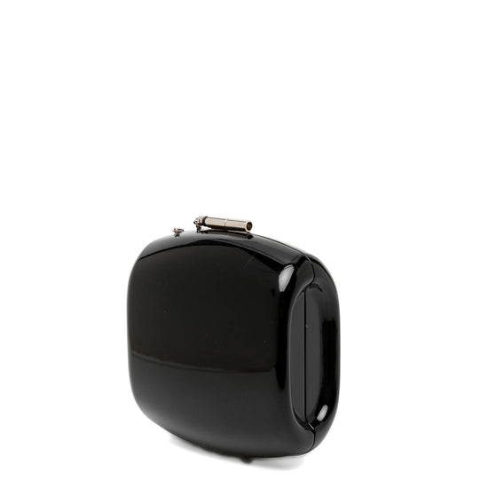 Chanel Jewel Black Resin Minaudière Clutch, side view of the compact silhouette