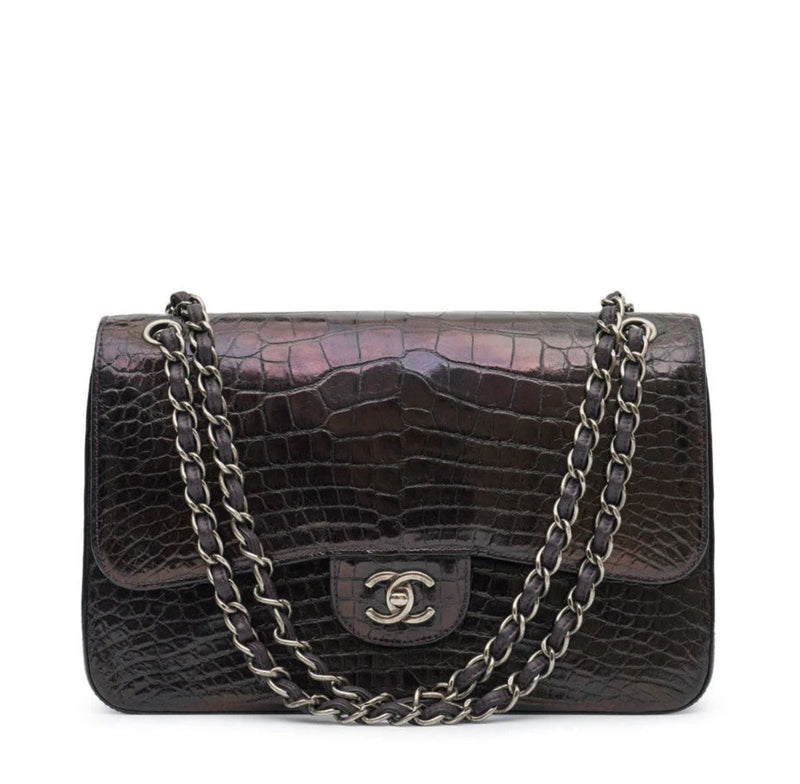 Chanel Jumbo Double Flap Shoulder Bag in classic quilted leather with gold chain strap and signature CC logo.