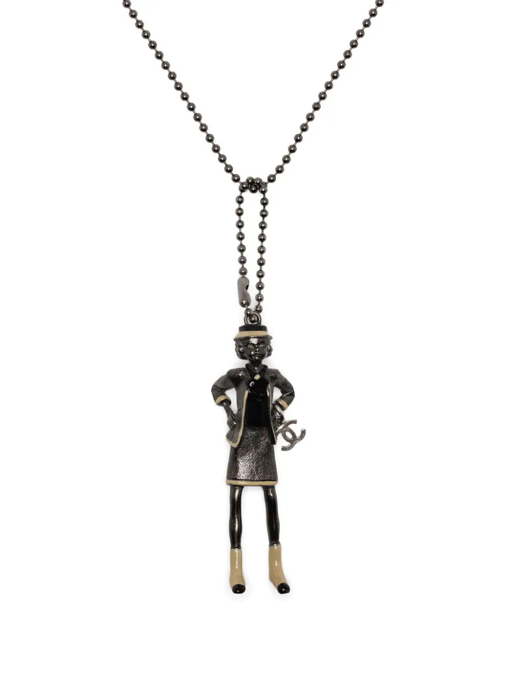 Chanel Mademoiselle Coco beaded necklace with elegant beads and gold accents, stylish jewelry accessory for women.