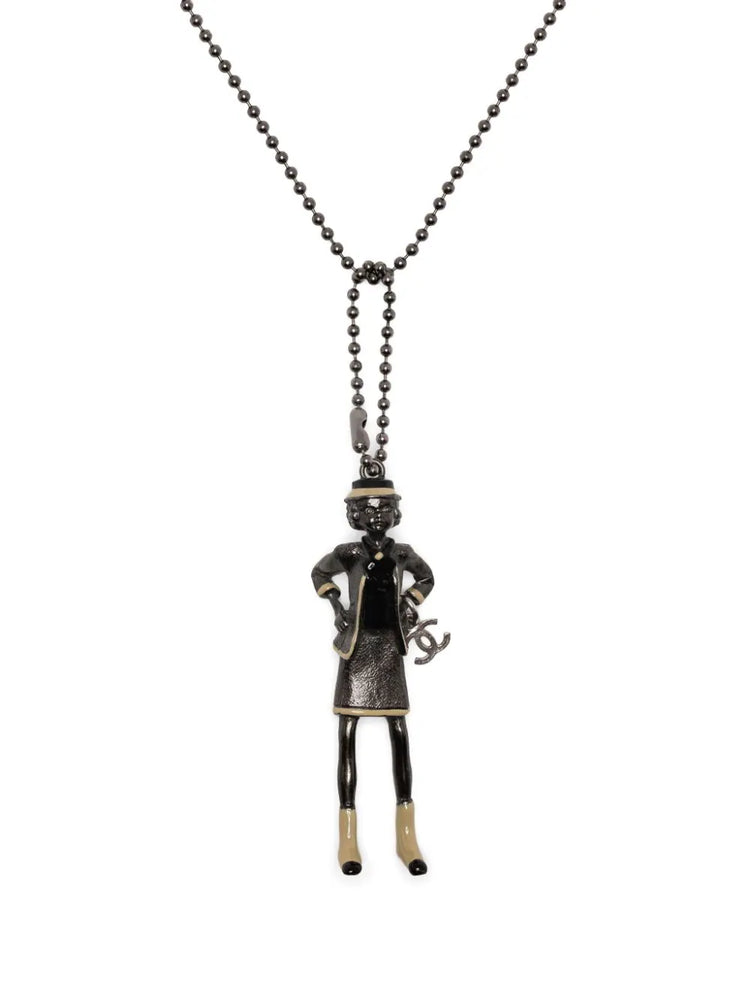 Chanel Mademoiselle Coco beaded necklace with elegant beads and gold accents, stylish jewelry accessory for women.