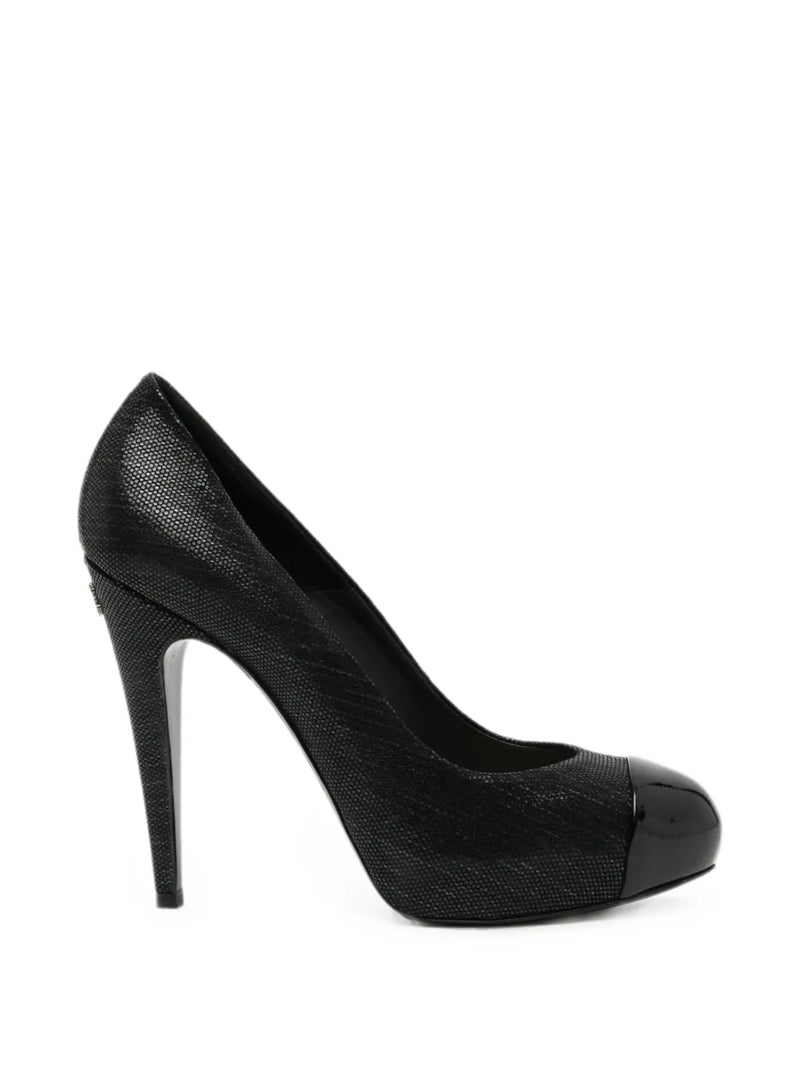 Shiny metallic Chanel pumps, elegant women&