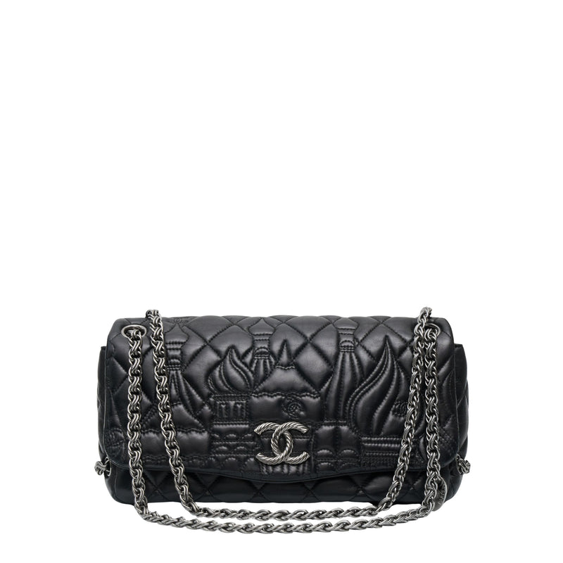 Chanel Paris-Moscow Flap Bag shoulder bag with quilted leather and chain strap, shown from the side view.