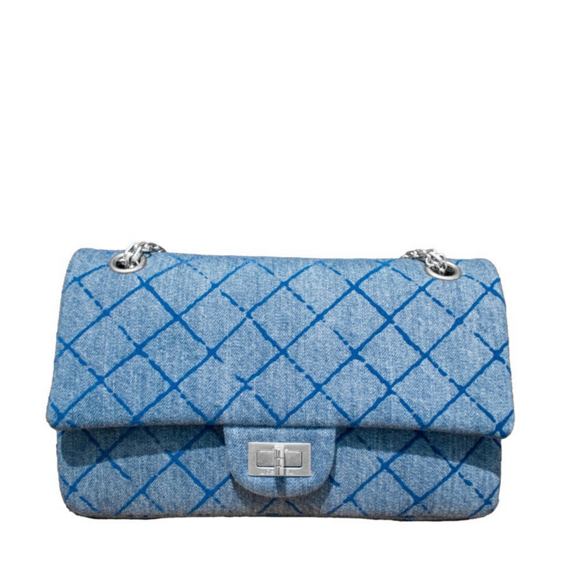 Chanel Re-issue Denim Flap Bag, shoulder bag with denim fabric and flap closure, stylish accessory for casual and chic looks.