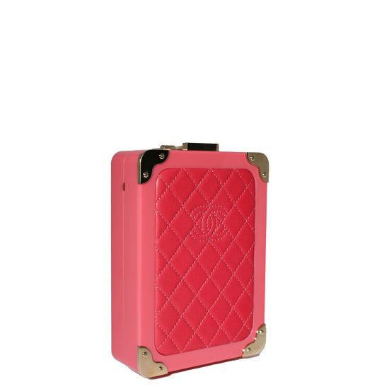 Chanel pink Trolley Minaudière clutch, side angle view