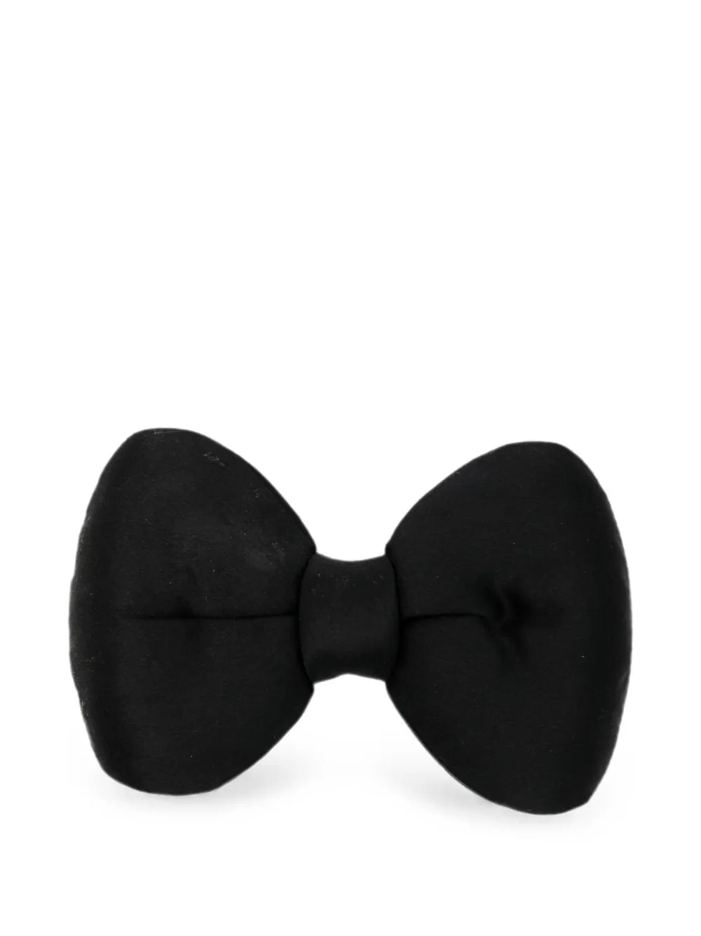 Chanel satin bow brooch featuring a sleek, elegant design with a shiny satin finish and classic bow shape.