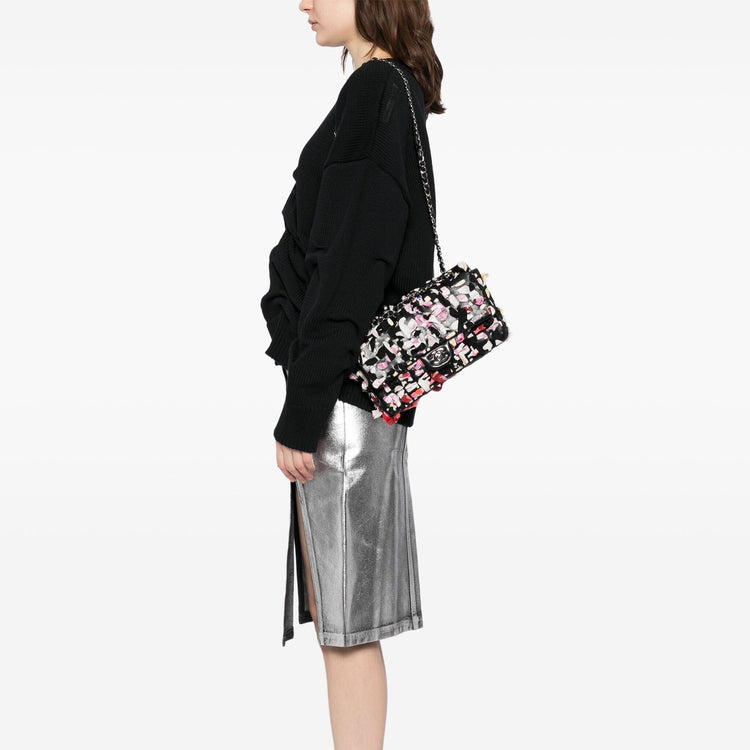 Chanel Silk Ribbon Classic Flap bag, side view with chain strap