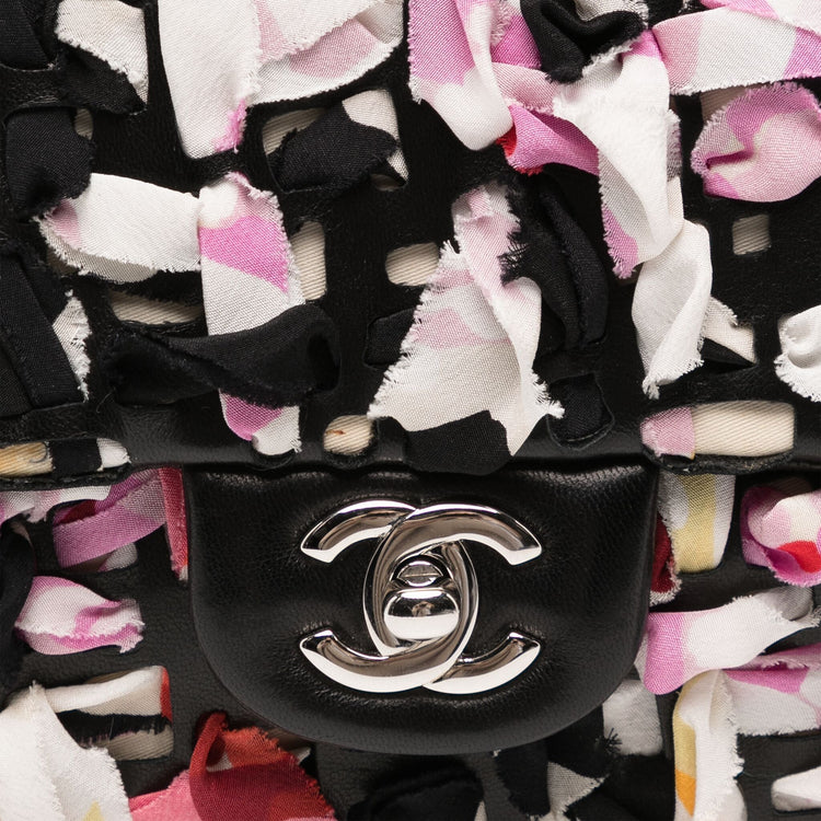 Chanel Silk Ribbon Classic Flap bag, angled view showing quilting