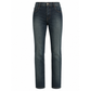 Chanel dark blue stonewashed skinny jeans with high-rise waist, slim straight silhouette, five-pocket construction and contrast brown stitching.